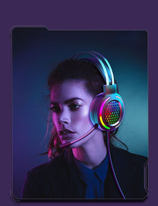 Wired Overhead Illuminated Headset Gaming Gaming RGB Illuminated with Microphone Headset