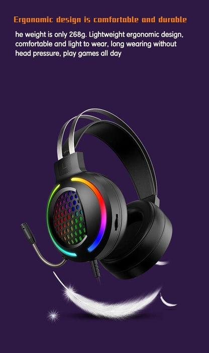 Wired Overhead Illuminated Headset Gaming Gaming RGB Illuminated with Microphone Headset