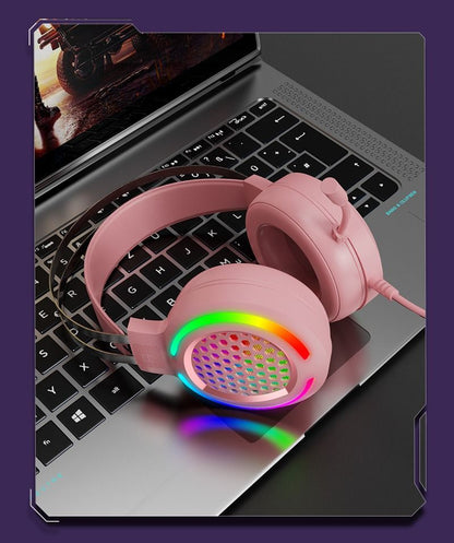 Wired Overhead Illuminated Headset Gaming Gaming RGB Illuminated with Microphone Headset