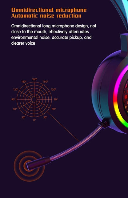 Wired Overhead Illuminated Headset Gaming Gaming RGB Illuminated with Microphone Headset